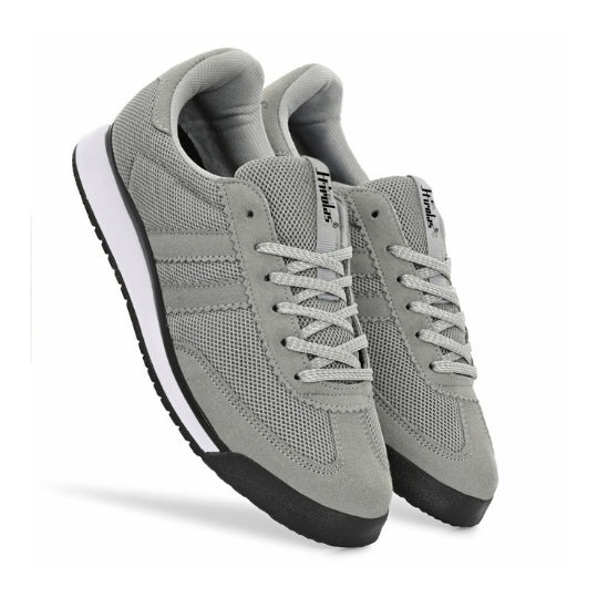 Hirolas Men's Grey Running Shoes Lightweight Breathable Mesh Sneaker Non-Slip Casual with Cushioning & Comfort Sole HRLSN01GRY