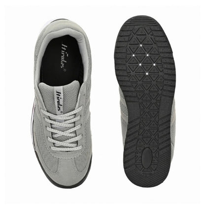 Hirolas Men's Grey Running Shoes Lightweight Breathable Mesh Sneaker Non-Slip Casual with Cushioning & Comfort Sole HRLSN01GRY