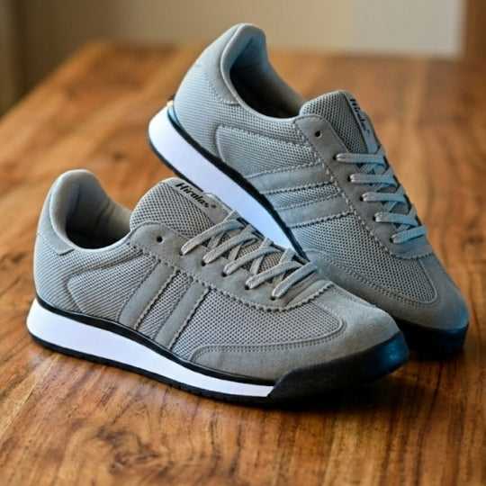 Hirolas Men's Grey Running Shoes Lightweight Breathable Mesh Sneaker Non-Slip Casual with Cushioning & Comfort Sole HRLSN01GRY