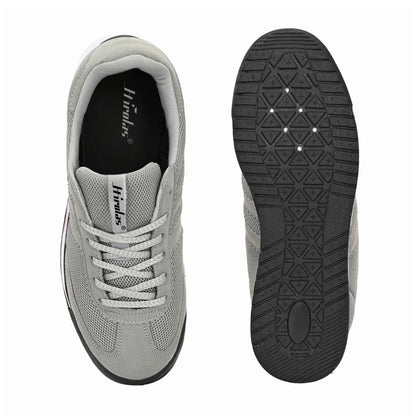 Hirolas Men’s Grey Running Shoes  Lightweight Breathable Mesh Sneakers Non-Slip Casual Sports Shoes with Cushioning & Comfort Sole HRLSN01GRY