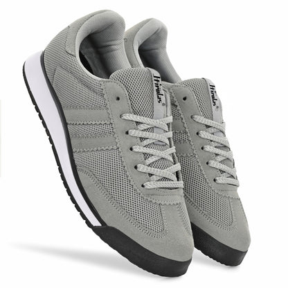 Hirolas Men’s Grey Running Shoes  Lightweight Breathable Mesh Sneakers Non-Slip Casual Sport Shoes with Cushioning & Comfort Sole HRLSN01GRY