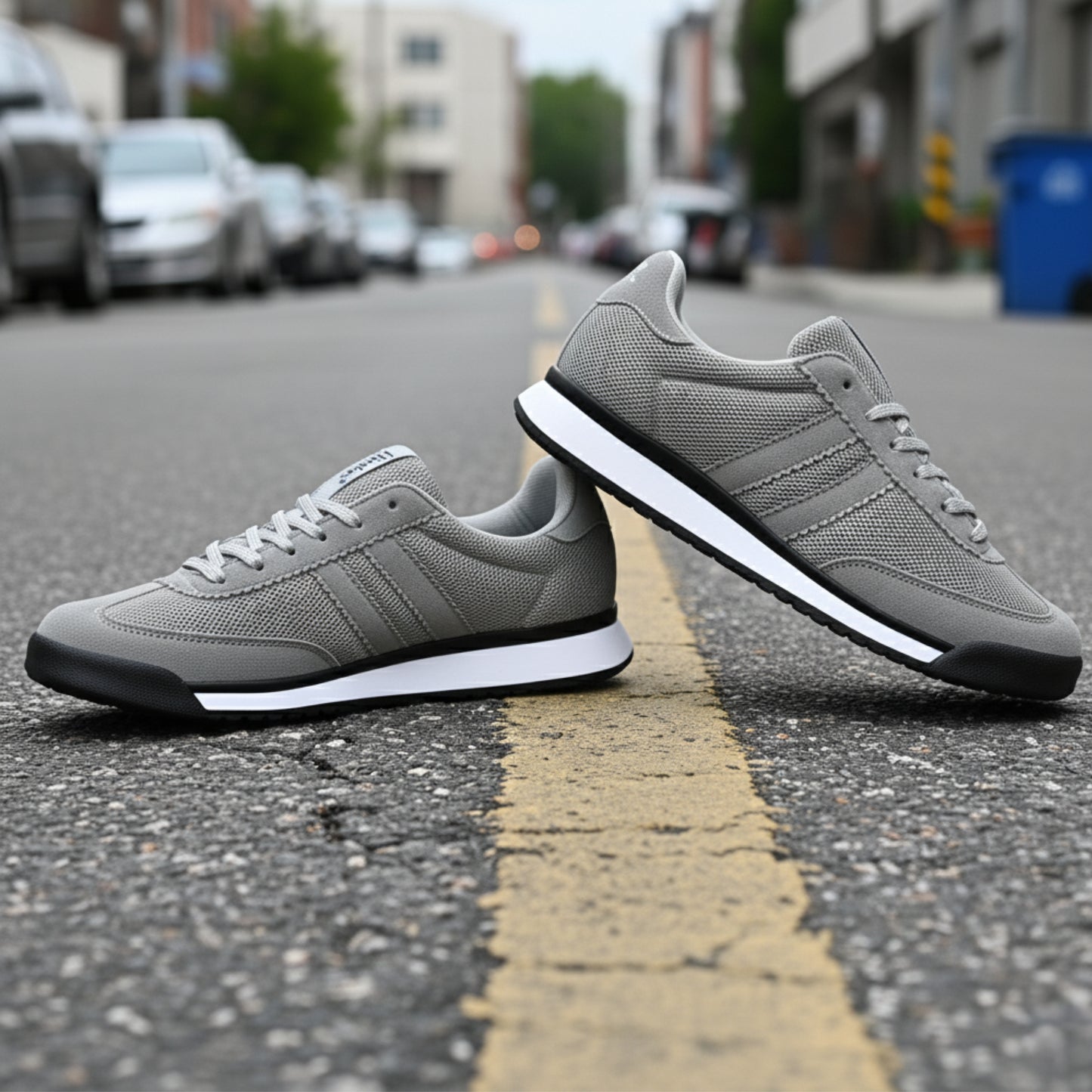 Hirolas Men’s Grey Running Shoes  Lightweight Breathable Mesh Sneakers Non-Slip Casual Sport Shoes with Cushioning & Comfort Sole HRLSN01GRY