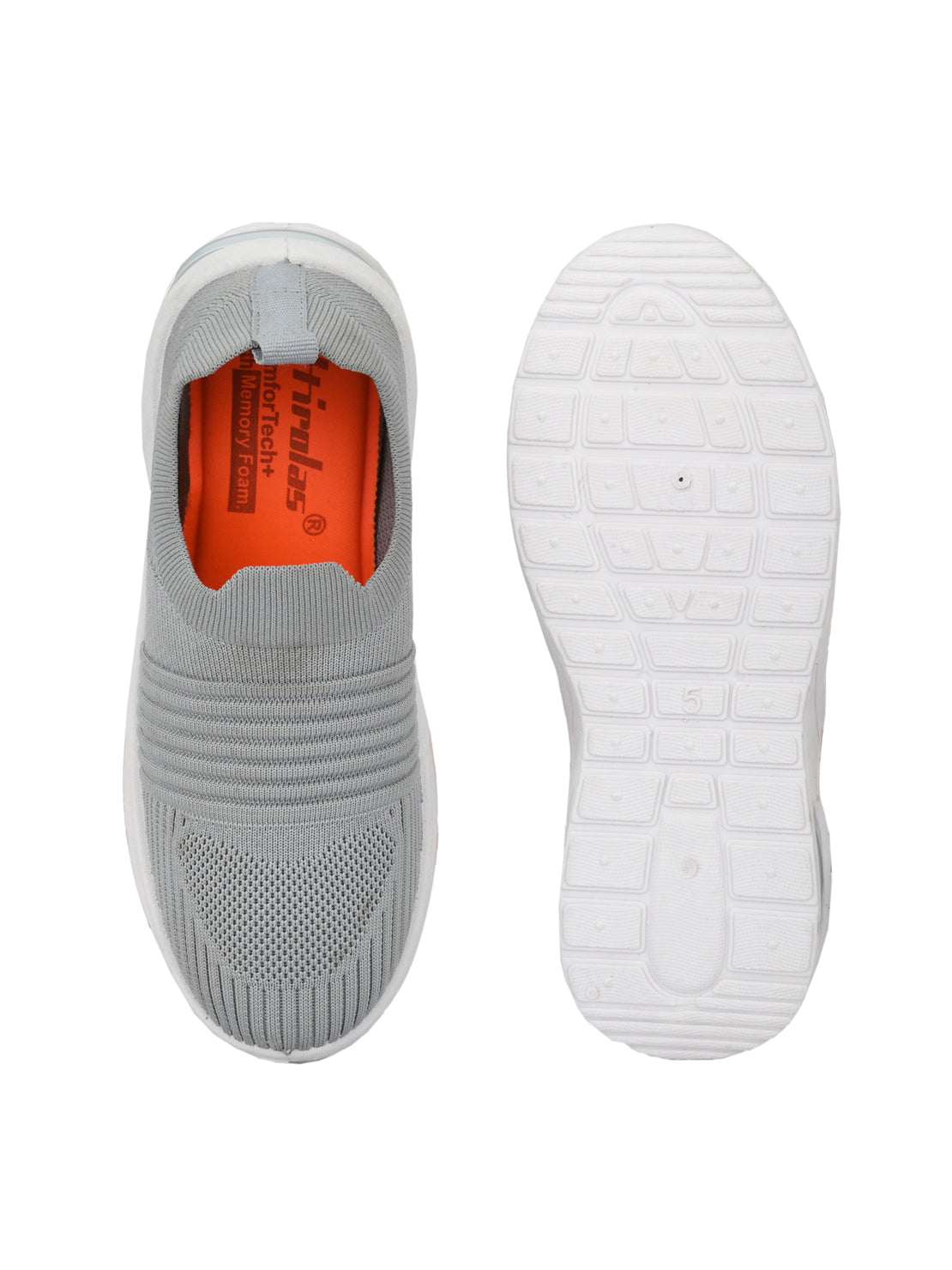 Hirolas® Women Grey Casual Running Walking Jogging Gym comfortable Athletic Slip-On Sports_Shoes (HRLWF09GRY)