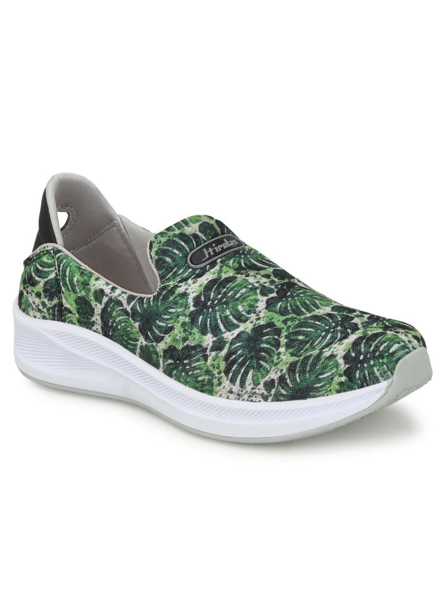 Hirolas® Women Printed Green Mesh Fitness Slip-On Walking Sports_Shoes (HRLWF11GRN)