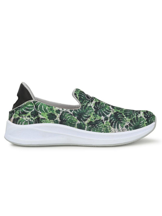 Hirolas® Women Printed Green Mesh Fitness Slip-On Walking Sports_Shoes (HRLWF11GRN)