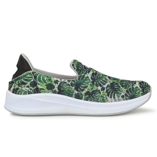 Hirolas® Women Printed Green Mesh Fitness Slip-On Walking Sports_Shoes (HRLWF11GRN)
