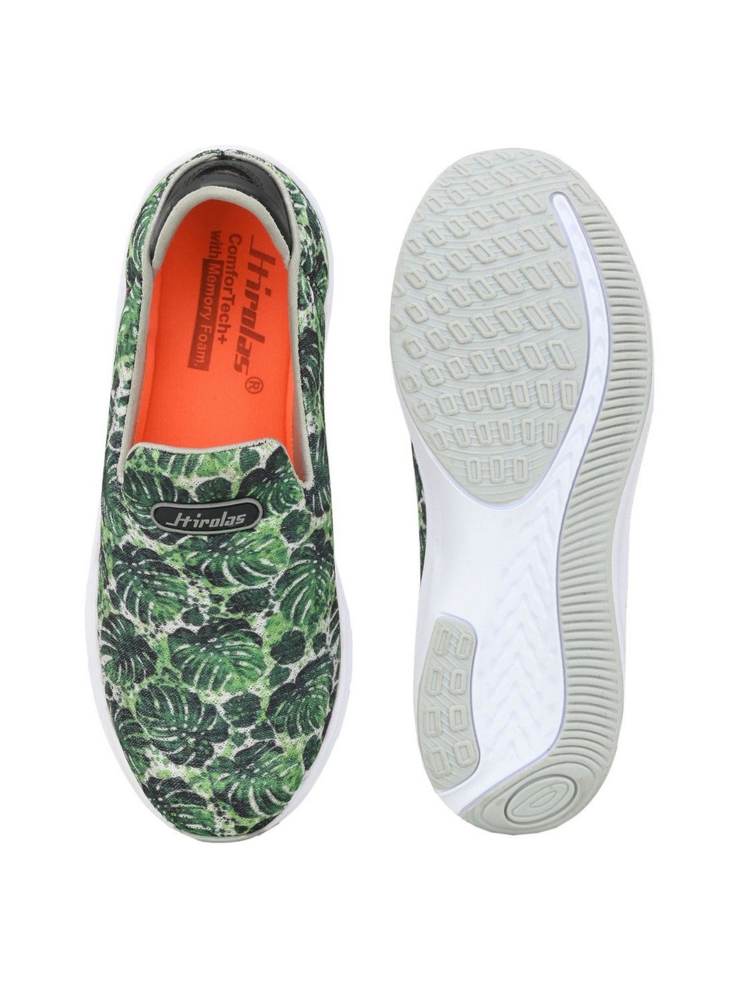 Hirolas® Women Printed Green Mesh Fitness Slip-On Walking Sports_Shoes (HRLWF11GRN)