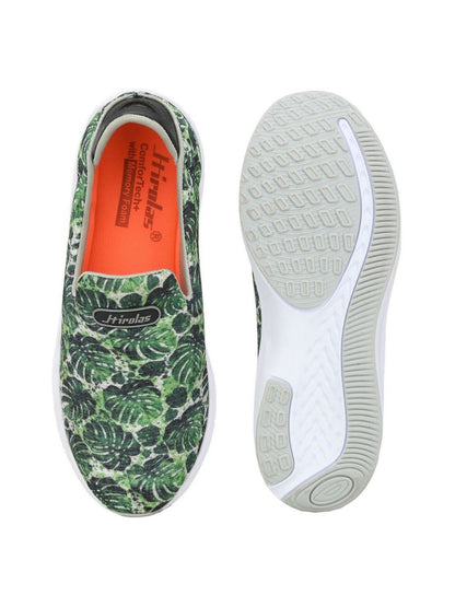 Hirolas® Women Printed Green Mesh Fitness Slip-On Walking Sports_Shoes (HRLWF11GRN)