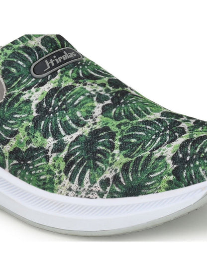 Hirolas® Women Printed Green Mesh Fitness Slip-On Walking Sports_Shoes (HRLWF11GRN)