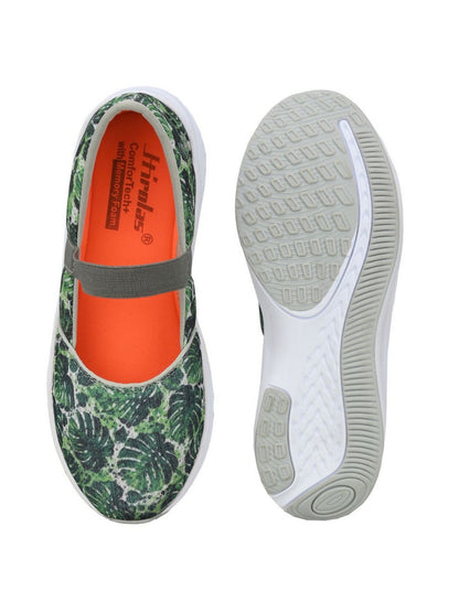 Hirolas® Women Printed Green Mesh Fitness Slip-On Walking Sports_Shoes (HRLWF12GRN)