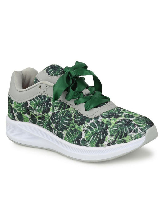 Hirolas® Women Printed Green Mesh Fitness Lace-Up Sports_Shoes (HRLWF13GRN)