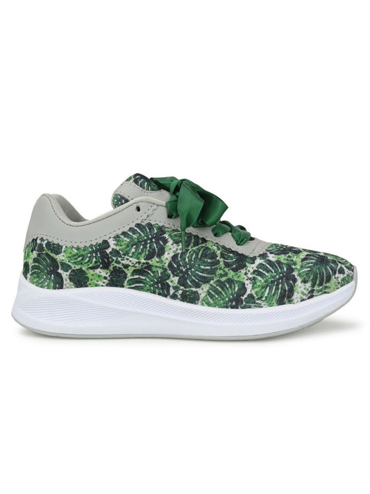 Hirolas® Women Printed Green Mesh Fitness Lace-Up Sports_Shoes (HRLWF13GRN)