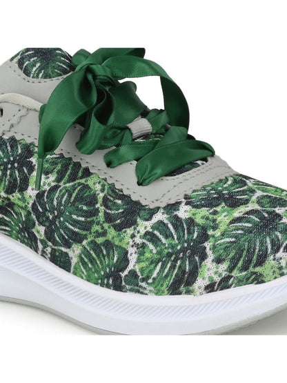 Hirolas® Women Printed Green Mesh Fitness Lace-Up Sports_Shoes (HRLWF13GRN)