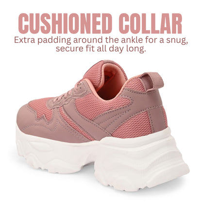 Hirolas women Chunky Mesh & Synthetic Pink Sports_Shoes