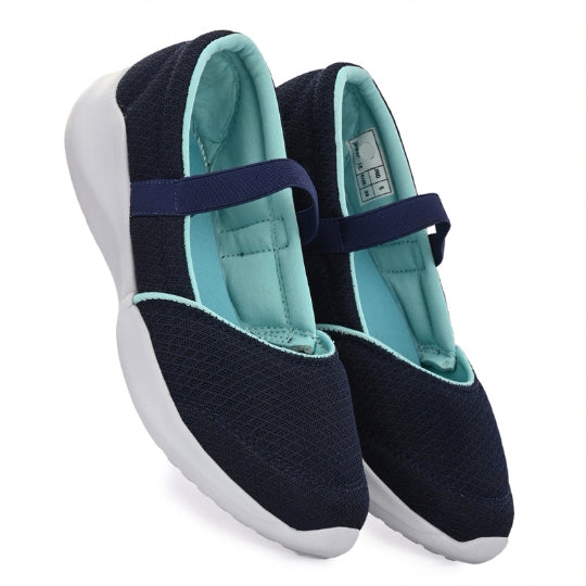 Hirolas Women Blue Walking Sports Shoes Without Laces Lightweight Sports Ballerina Flats -HRLWF20BLU