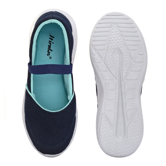 Hirolas Women Blue Walking Sports Shoes Without Laces Lightweight Sports Ballerina Flats -HRLWF20BLU
