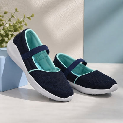 Hirolas Women Blue Walking Sports Shoes Without Laces Lightweight Sports Ballerina Flats -HRLWF20BLU