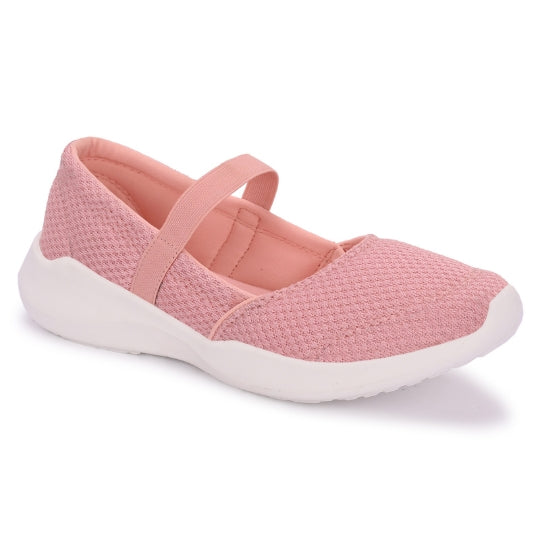 Hirolas Women Pink Walking Sports Shoes Without Laces Lightweight Sports Ballerina Flats -HRLWF20PNK