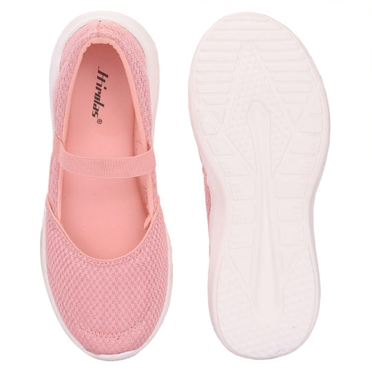 Hirolas Women Pink Walking Sports Shoes Without Laces Lightweight Sports Ballerina Flats -HRLWF20PNK