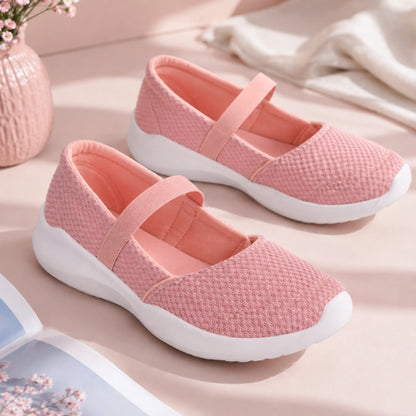 Hirolas Women Pink Walking Sports Shoes Without Laces Lightweight Sports Ballerina Flats -HRLWF20PNK