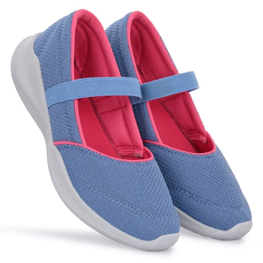 Hirolas Women Sky Blue Walking Sports Shoes Without Laces Lightweight Sports Ballerina Flats -HRLWF20SBU