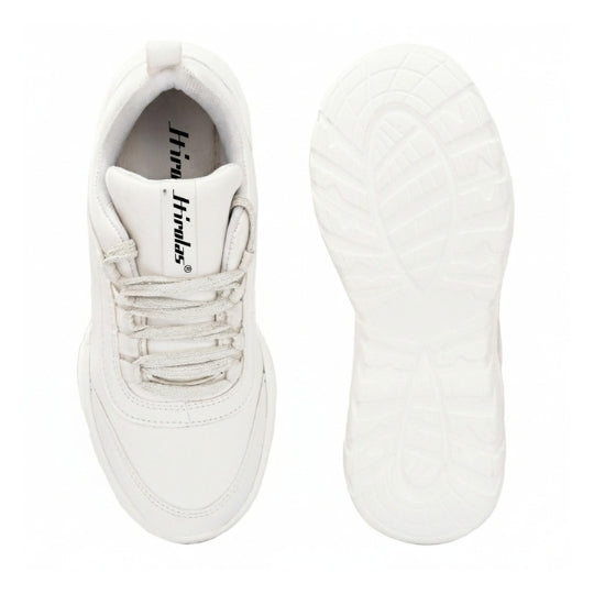 Hirolas White Lightweight Chunky Sports Shoes for women
