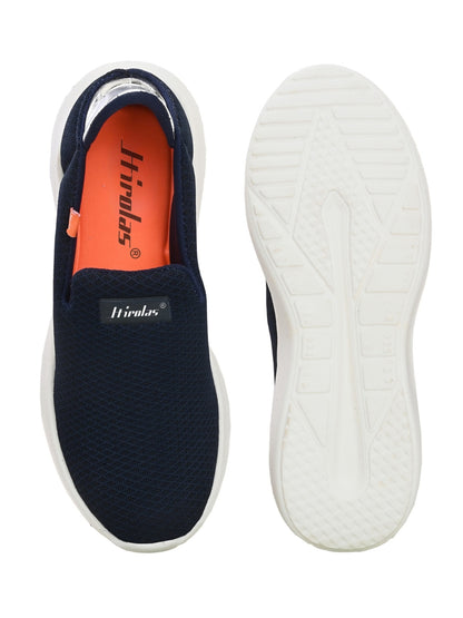 Hirolas Slip-On Blue Sports Shoes Lightweight Walking Shoes with Memory Foam Insole for women