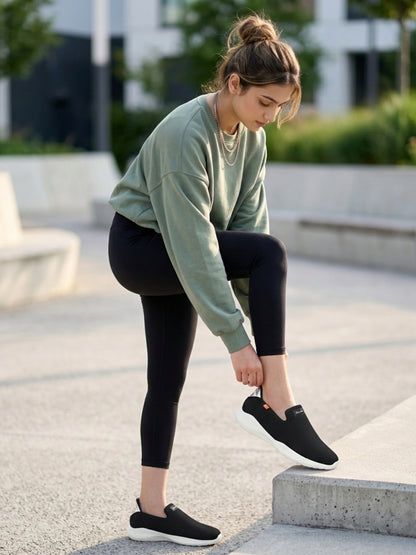 Hirolas Slip-On Blue Sport_Shoes Lightweight Walking Shoes with Memory Foam Insole for women