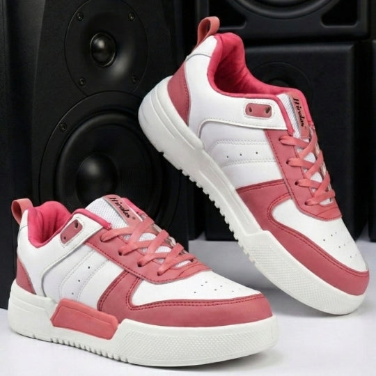 Hirolas Urbania Women Everyday Comfort Sneaker Shoes - White/Pink