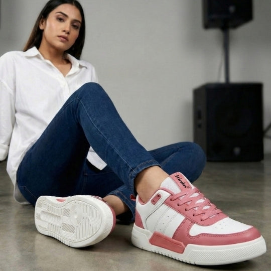 Hirolas Urbania Women Everyday Comfort Sneaker Shoes - White/Pink