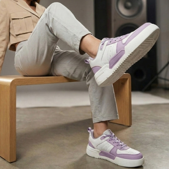 Hirolas Urbania Women Everyday Comfort Sneaker Shoes - White/Purple