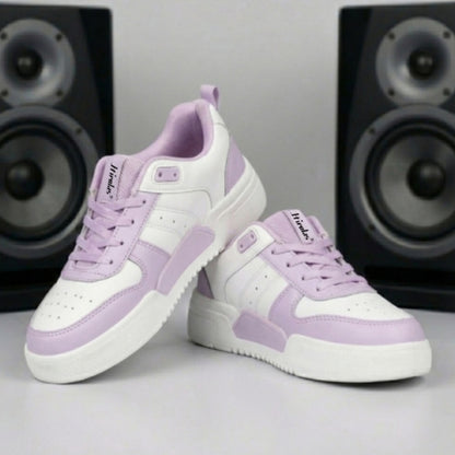 Hirolas Urbania Women Everyday Comfort Sneaker Shoes - White/Purple
