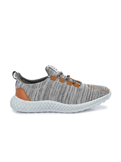 Hirolas® Men's Grey Mesh Running/Walking/Gym Lace Up Sport Shoes (HRL2026GRY)