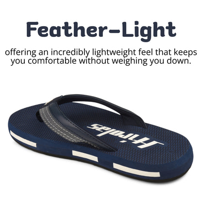 Hirolas Men’s Blue EVA Flip Flops Lightweight Casual Slippers for Daily & Beach Wear -HROFF36BLU