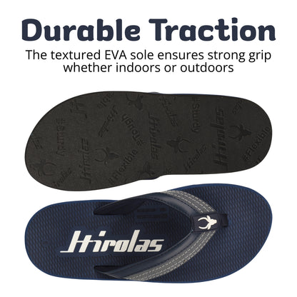 Hirolas Men’s Blue EVA Flip Flops Lightweight Casual Slippers for Daily & Beach Wear -HROFF36BLU