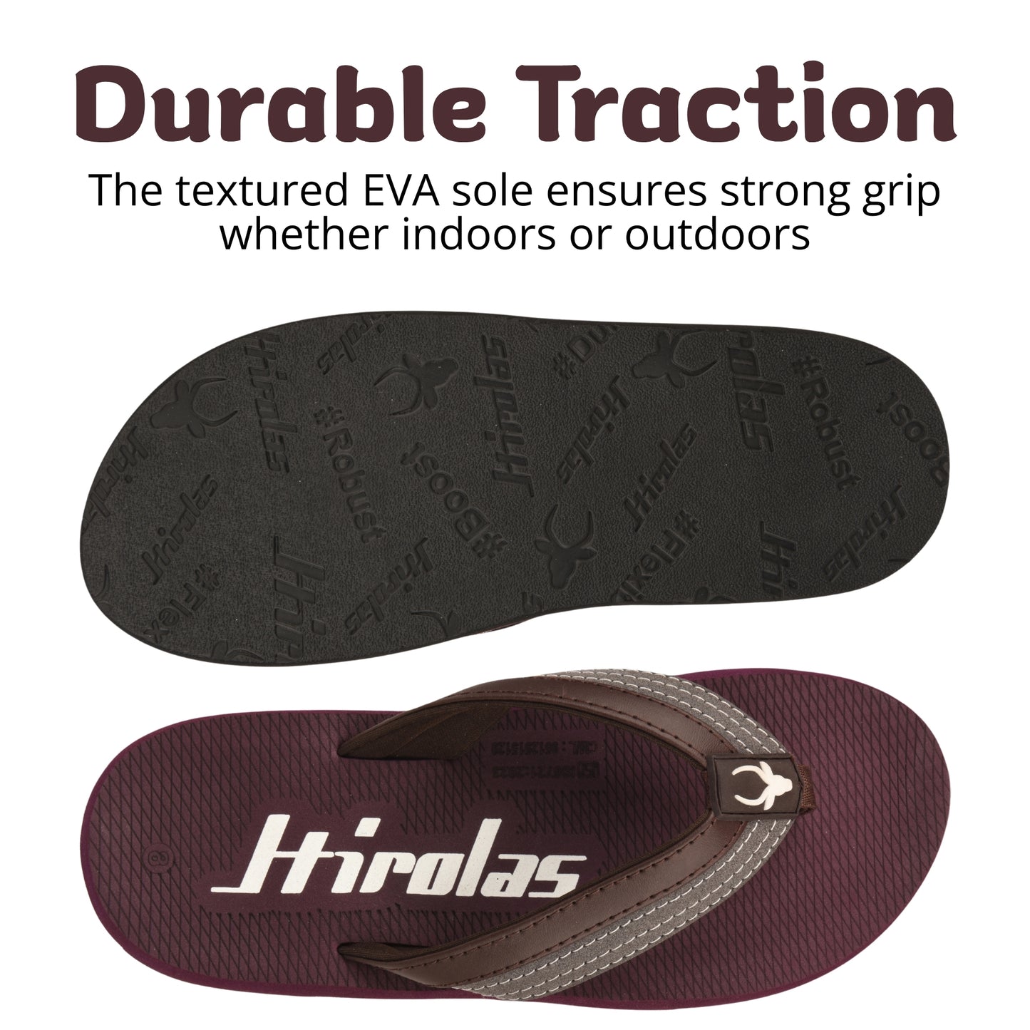 Hirolas Men’s Maroon EVA Flip Flops Lightweight Casual Slippers for Daily & Beach Wear -HROFF36MRN