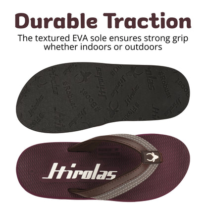 Hirolas Men’s Maroon EVA Flip Flops Lightweight Casual Slippers for Daily & Beach Wear -HROFF36MRN