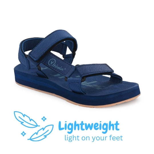 Hirolas EVA Sandal for Men's Cushioned Sole with TPR Base Waterproof Sports Floater with Adjustable Velcro Straps - Blue