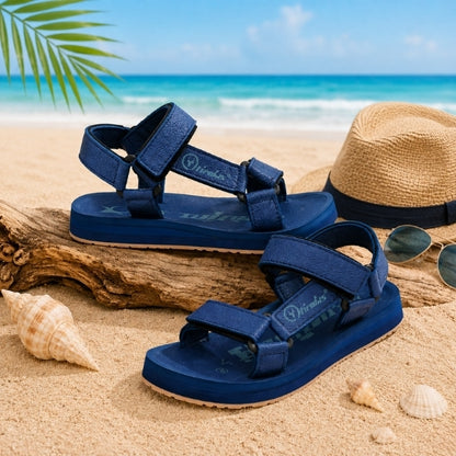 Hirolas EVA Sandal for Men's Cushioned Sole with TPR Base Waterproof Sports Floater with Adjustable Velcro Straps - Blue