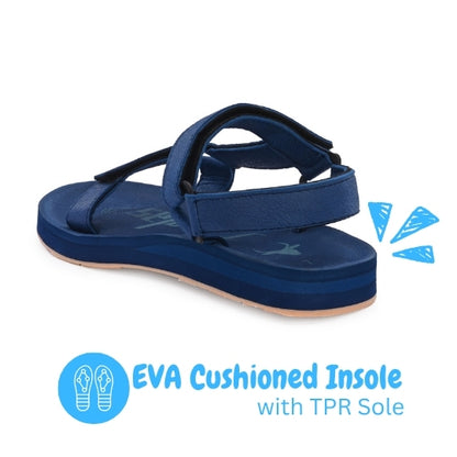 Hirolas EVA Sandal for Men's Cushioned Sole with TPR Base Waterproof Sports Floater with Adjustable Velcro Straps - Blue