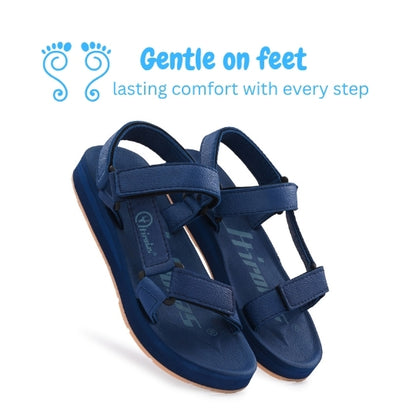 Hirolas EVA Sandal for Men's Cushioned Sole with TPR Base Waterproof Sports Floater with Adjustable Velcro Straps - Blue