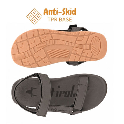 Hirolas EVA Sandal for Men's Cushioned Sole with TPR Base Waterproof Sports Floater with Adjustable Velcro Straps - Grey