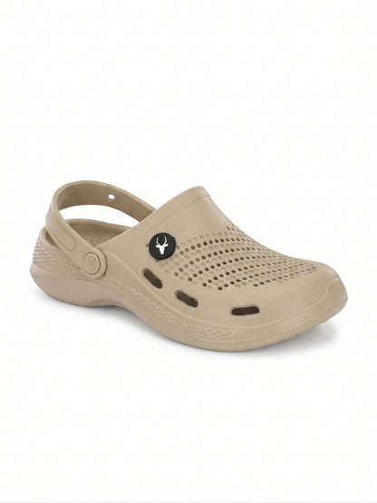 Hirolas Men's Beige Cushioned Fluffy Comfortable Slider Clogs (HROMCL06BGE)