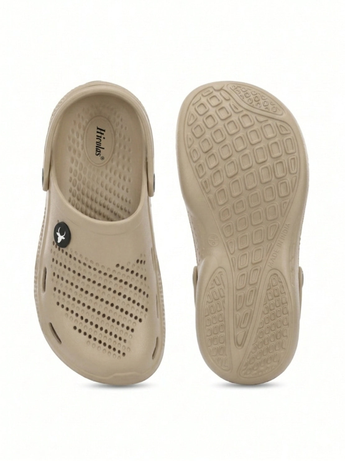 Hirolas Men's Beige Cushioned Fluffy Comfortable Slider Clogs (HROMCL06BGE)