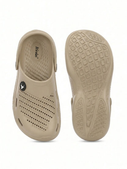 Hirolas Men's Beige Cushioned Fluffy Comfortable Slider Clogs (HROMCL06BGE)