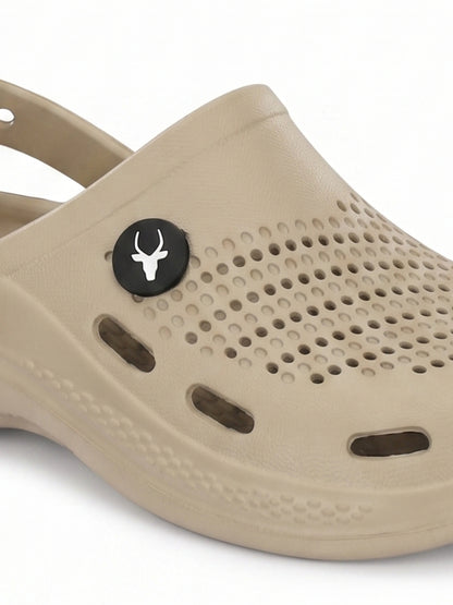 Hirolas Men's Beige Cushioned Fluffy Comfortable Slider Clogs (HROMCL06BGE)