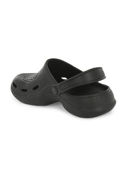 Hirolas Men's Black Cushioned Fluffy Comfortable Slider Clogs (HROMCL06BLK)