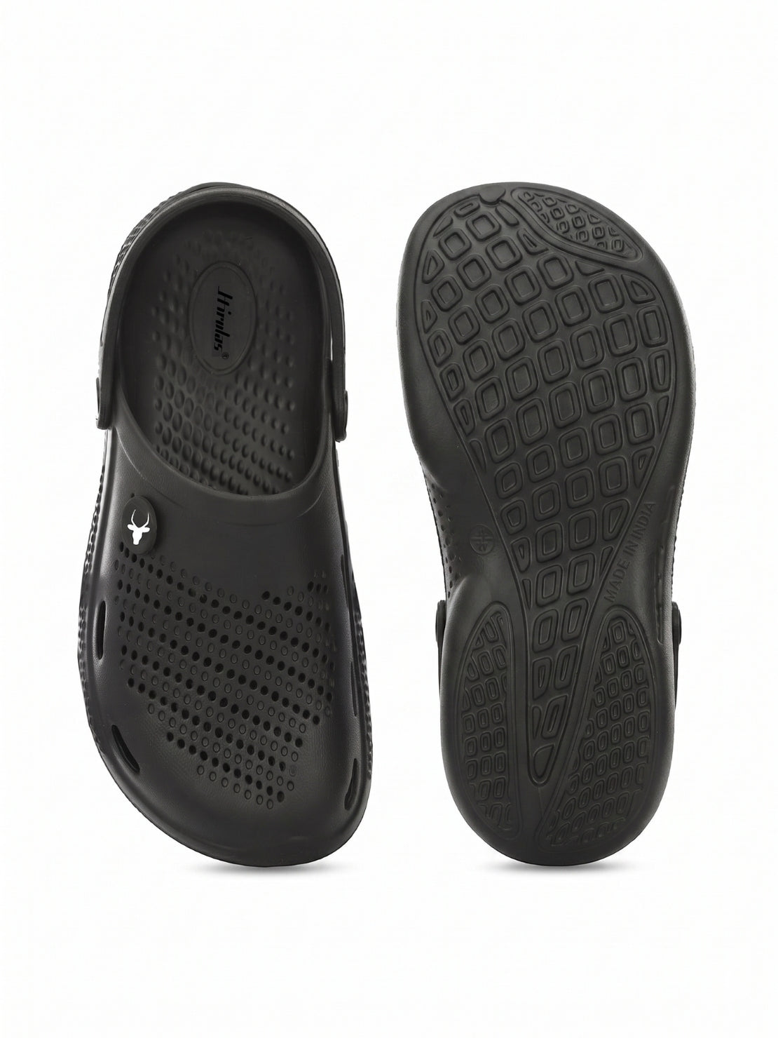 Hirolas Men's Black Cushioned Fluffy Comfortable Slider Clogs (HROMCL06BLK)