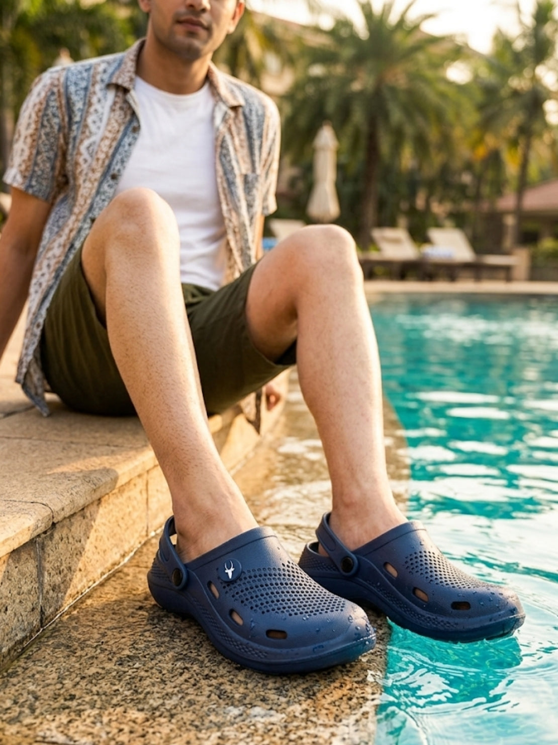 Hirolas Men's Blue Cushioned Fluffy Comfortable Slider Clogs (HROMCL06BLU)