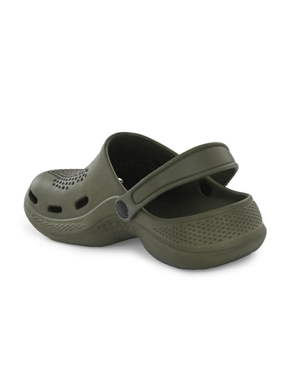 Hirolas Men's Green Cushioned Fluffy Comfortable Slider Clogs (HROMCL06GRN)